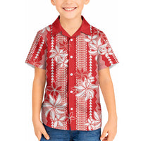 Hawaii Kakau Tribal Hawaiian Shirt With Red Tiare LT05 - Polynesian Pride