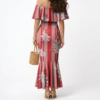 Hawaii Kakau Tribal Mermaid Dress With Red Tiare LT05 - Polynesian Pride