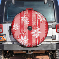 Hawaii Kakau Tribal Spare Tire Cover With Red Tiare LT05 Red - Polynesian Pride