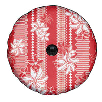 Hawaii Kakau Tribal Spare Tire Cover With Red Tiare LT05 - Polynesian Pride