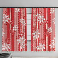 Hawaii Kakau Tribal Window Curtain With Red Tiare