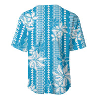 Hawaii Kakau Tribal Baseball Jersey With Blue Tiare