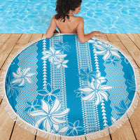 Hawaii Kakau Tribal Beach Blanket With Blue Tiare