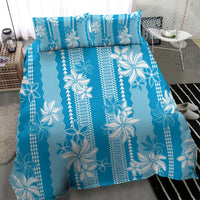 Hawaii Kakau Tribal Bedding Set With Blue Tiare