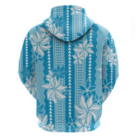 Hawaii Kakau Tribal Hoodie With Blue Tiare