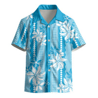 Hawaii Kakau Tribal Kid Hawaiian Shirt With Blue Tiare LT05 - Polynesian Pride