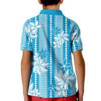 Hawaii Kakau Tribal Kid Polo Shirt With Blue Tiare LT05 - Polynesian Pride