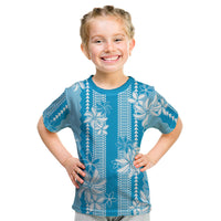 Hawaii Kakau Tribal Kid T Shirt With Blue Tiare