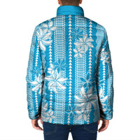 Hawaii Kakau Tribal Padded Jacket With Blue Tiare