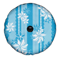 Hawaii Kakau Tribal Spare Tire Cover With Blue Tiare LT05 - Polynesian Pride