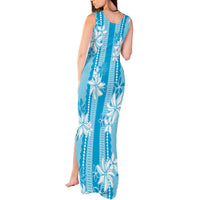 Hawaii Kakau Tribal Tank Maxi Dress With Blue Tiare