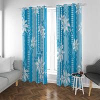 Hawaii Kakau Tribal Window Curtain With Blue Tiare