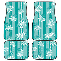 Hawaii Kakau Tribal Car Mats With Teal Tiare