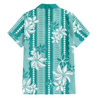 Hawaii Kakau Tribal Family Matching Summer Maxi Dress and Hawaiian Shirt With Teal Tiare LT05 Dad's Shirt - Long Sleeve Teal - Polynesian Pride