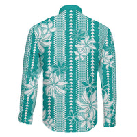 Hawaii Kakau Tribal Family Matching Summer Maxi Dress and Hawaiian Shirt With Teal Tiare LT05 Son's Shirt Teal - Polynesian Pride