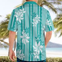 Hawaii Kakau Tribal Hawaiian Shirt With Teal Tiare LT05 - Polynesian Pride