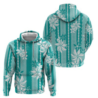 Hawaii Kakau Tribal Hoodie With Teal Tiare