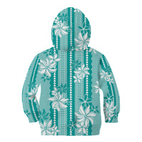 Hawaii Kakau Tribal Kid Hoodie With Teal Tiare LT05 - Polynesian Pride