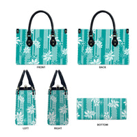 Hawaii Kakau Tribal Leather Bag With Teal Tiare