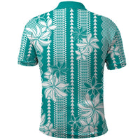 Hawaii Kakau Tribal Polo Shirt With Teal Tiare LT05 - Polynesian Pride