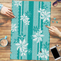 Hawaii Kakau Tribal Puzzle With Teal Tiare