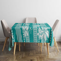 Hawaii Kakau Tribal Tablecloth With Teal Tiare