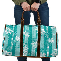 Hawaii Kakau Tribal Travel Bag With Teal Tiare LT05 Teal - Polynesian Pride