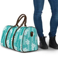 Hawaii Kakau Tribal Travel Bag With Teal Tiare LT05 - Polynesian Pride