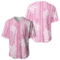 Hawaii Kakau Tribal Baseball Jersey With Pink Tiare