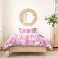 Hawaii Kakau Tribal Bedding Set With Pink Tiare