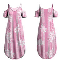 Hawaii Kakau Tribal Couples Matching Summer Maxi Dress and Hawaiian Shirt With Pink Tiare LT05 - Polynesian Pride