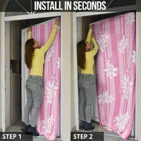 Hawaii Kakau Tribal Door Cover With Pink Tiare