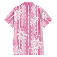 Hawaii Kakau Tribal Family Matching Off The Shoulder Long Sleeve Dress and Hawaiian Shirt With Pink Tiare LT05 Dad's Shirt - Long Sleeve Pink - Polynesian Pride
