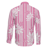 Hawaii Kakau Tribal Family Matching Off The Shoulder Long Sleeve Dress and Hawaiian Shirt With Pink Tiare LT05 Son's Shirt Pink - Polynesian Pride