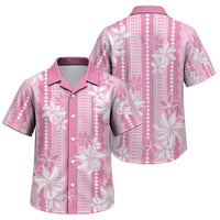 Hawaii Kakau Tribal Family Matching Summer Maxi Dress and Hawaiian Shirt With Pink Tiare LT05 Son's Shirt Pink - Polynesian Pride