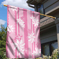 Hawaii Kakau Tribal Garden Flag With Pink Tiare