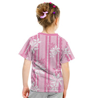 Hawaii Kakau Tribal Kid T Shirt With Pink Tiare