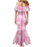 Hawaii Kakau Tribal Mermaid Dress With Pink Tiare LT05 - Polynesian Pride