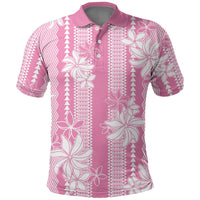 Hawaii Kakau Tribal Polo Shirt With Pink Tiare LT05 Pink - Polynesian Pride