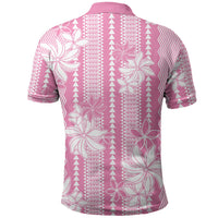 Hawaii Kakau Tribal Polo Shirt With Pink Tiare LT05 - Polynesian Pride