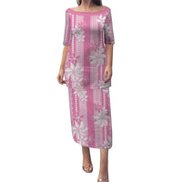 Hawaii Kakau Tribal Puletasi With Pink Tiare