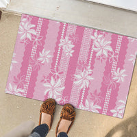 Hawaii Kakau Tribal Rubber Doormat With Pink Tiare