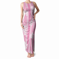 Hawaii Kakau Tribal Tank Maxi Dress With Pink Tiare LT05 Women Pink - Polynesian Pride