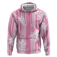 Hawaii Kakau Tribal Zip Hoodie With Pink Tiare LT05 Pullover Hoodie Pink - Polynesian Pride