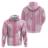 Hawaii Kakau Tribal Zip Hoodie With Pink Tiare LT05 - Polynesian Pride