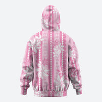 Hawaii Kakau Tribal Zip Hoodie With Pink Tiare LT05 - Polynesian Pride
