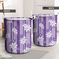 Hawaii Kakau Tribal Laundry Basket With Purple Tiare