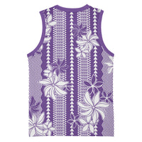 Hawaii Kakau Tribal Basketball Jersey With Purple Tiare LT05 - Polynesian Pride