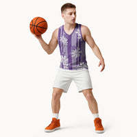Hawaii Kakau Tribal Basketball Jersey With Purple Tiare LT05 - Polynesian Pride