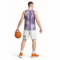 Hawaii Kakau Tribal Basketball Jersey With Purple Tiare LT05 - Polynesian Pride